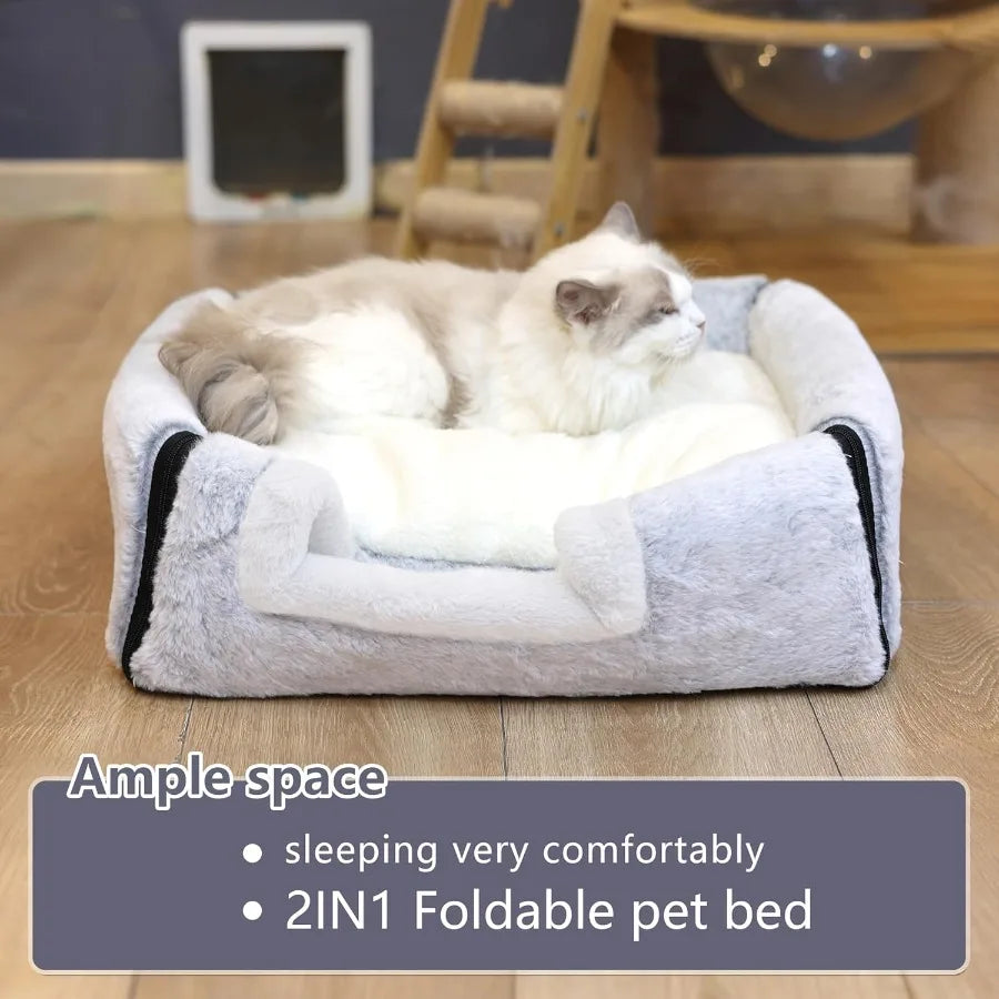 Cat Bed Cave Cat beds for Indoor Cats Soft and Comfortable Cute Cat House with Removable Washable Cushioned Pillow Enclosed Cat Bed