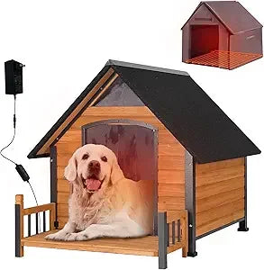Outdoor Dog House with All-Around Insulated Liner Weatherproof Puppy Shelter Indoor Dog Kennel, Anti-Bite Dog Home for Large Breed