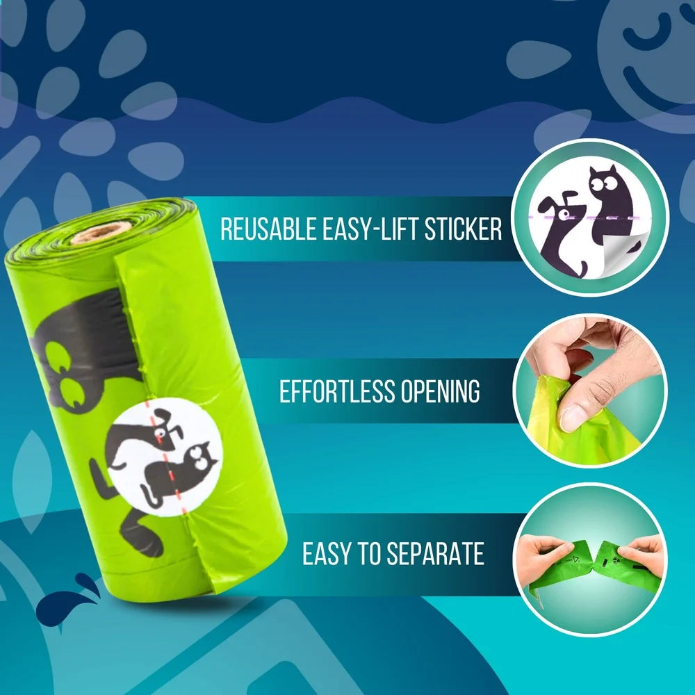 Biobased Dog Poop Bags 720 Counts Leak Proof Unscented Waste Bags with Free Dispenser and Leash Clip Dogs and Cats