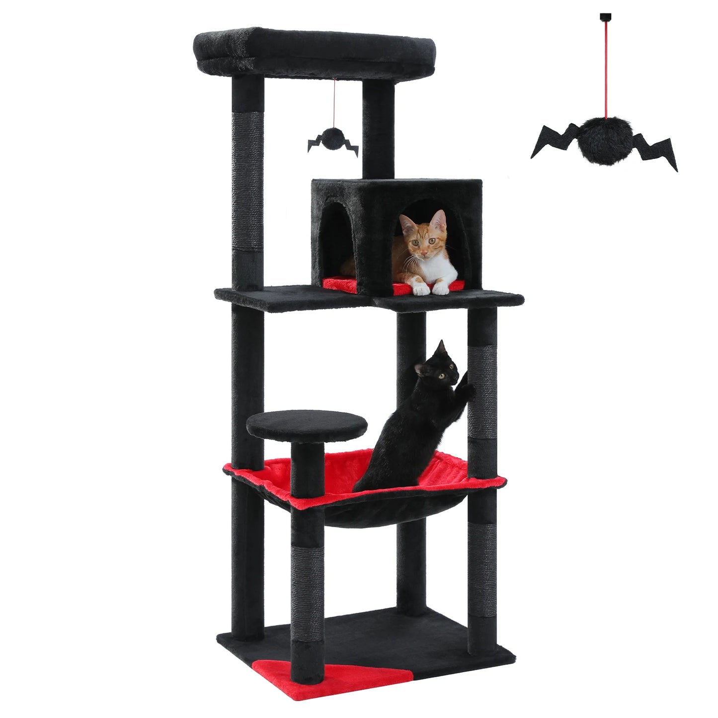 Cat Tree for Indoor Cats 5-Level Cat Tower for Large Cats with Large Hammock Sisal Covered Scratching Posts Cozy Condo Top Perch